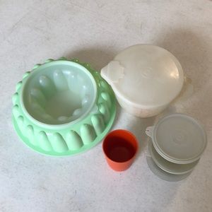 Vintage Tupperware Bundle:Jello Mold, Pudding cups